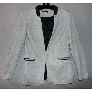 Tommy Hilfiger Womens Classic Gray Blazer Lined With Elbow Patches Size 2